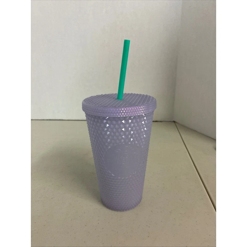 Starbucks Lilac Purple Studded Iridescent Venti 24oz Cold Cup Tumbler Teal Straw
